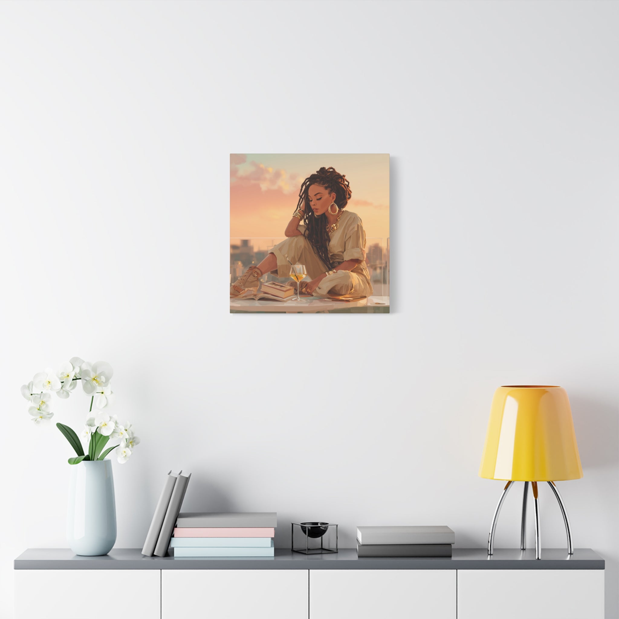 Relaxed Woman Reading Rooftop Canvas