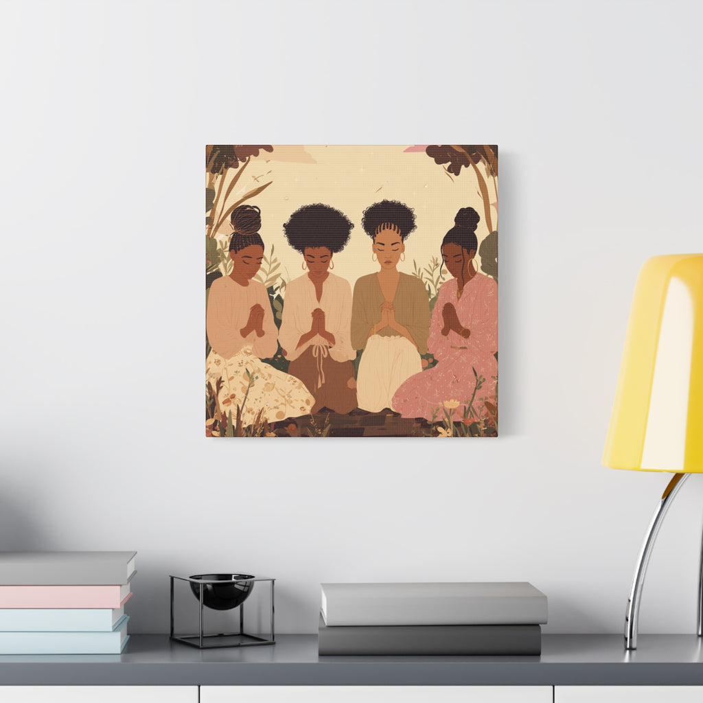 Four Women Praying Matte Canvas
