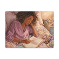 Woman Journaling with Crystals Canvas