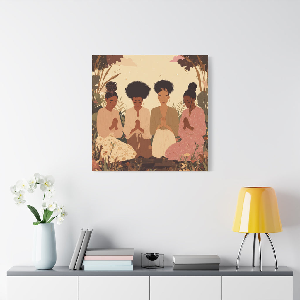 Four Women Praying Matte Canvas