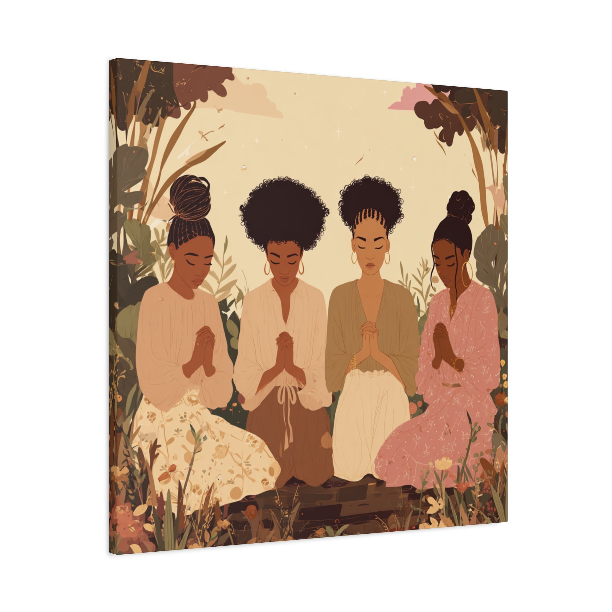 Four Women Praying Matte Canvas
