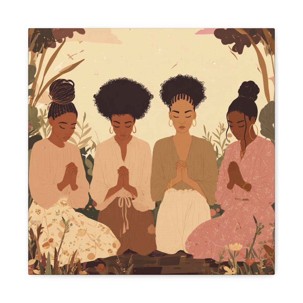 Four Women Praying Matte Canvas