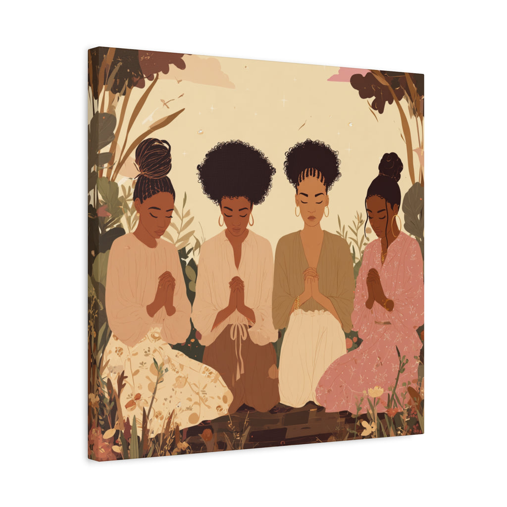Four Women Praying Matte Canvas