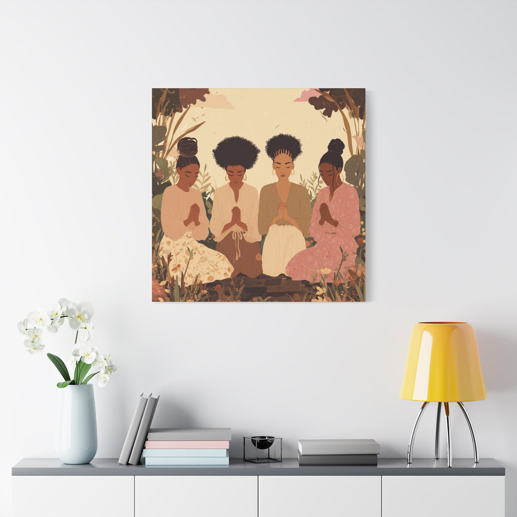 Four Women Praying Matte Canvas