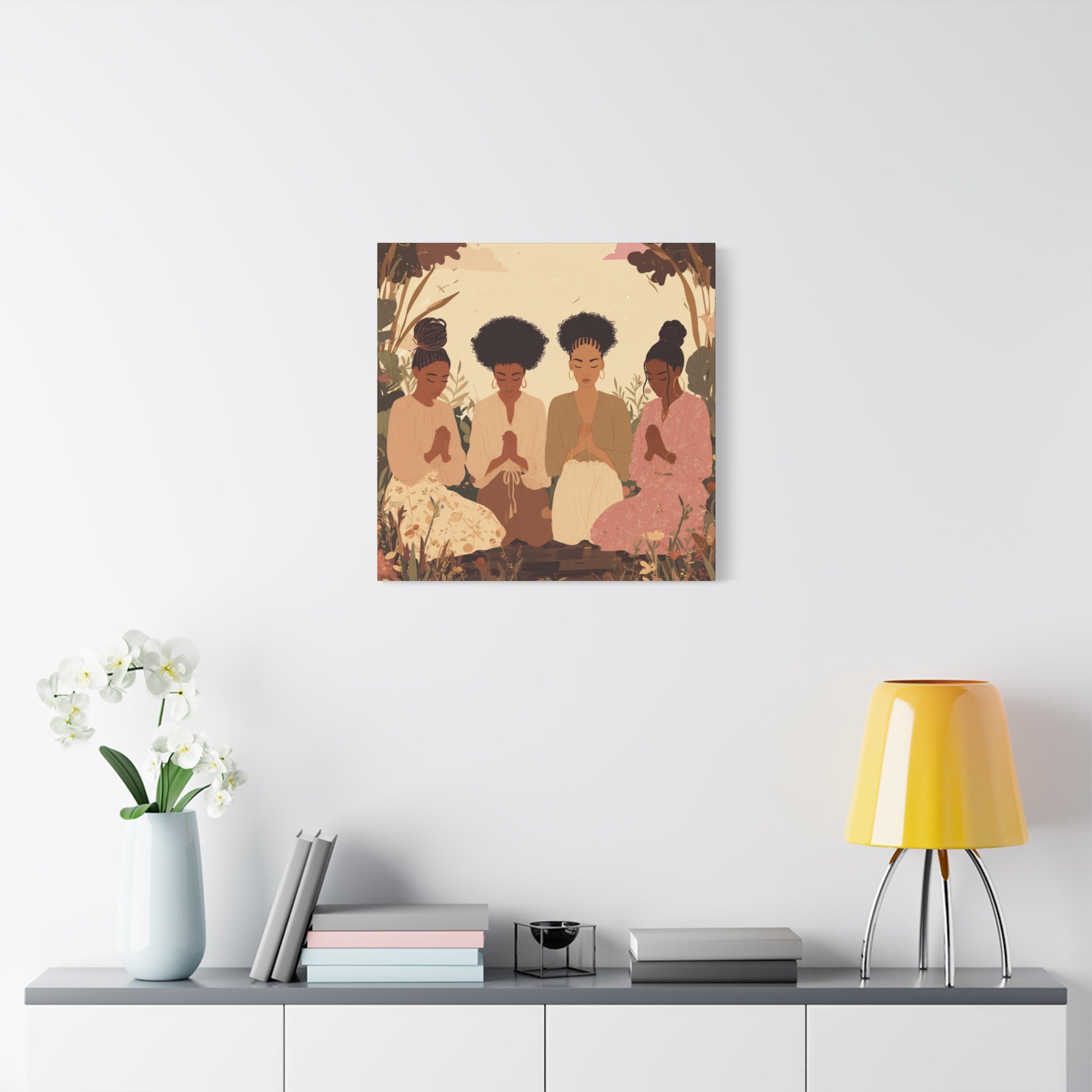 Four Women Praying Matte Canvas