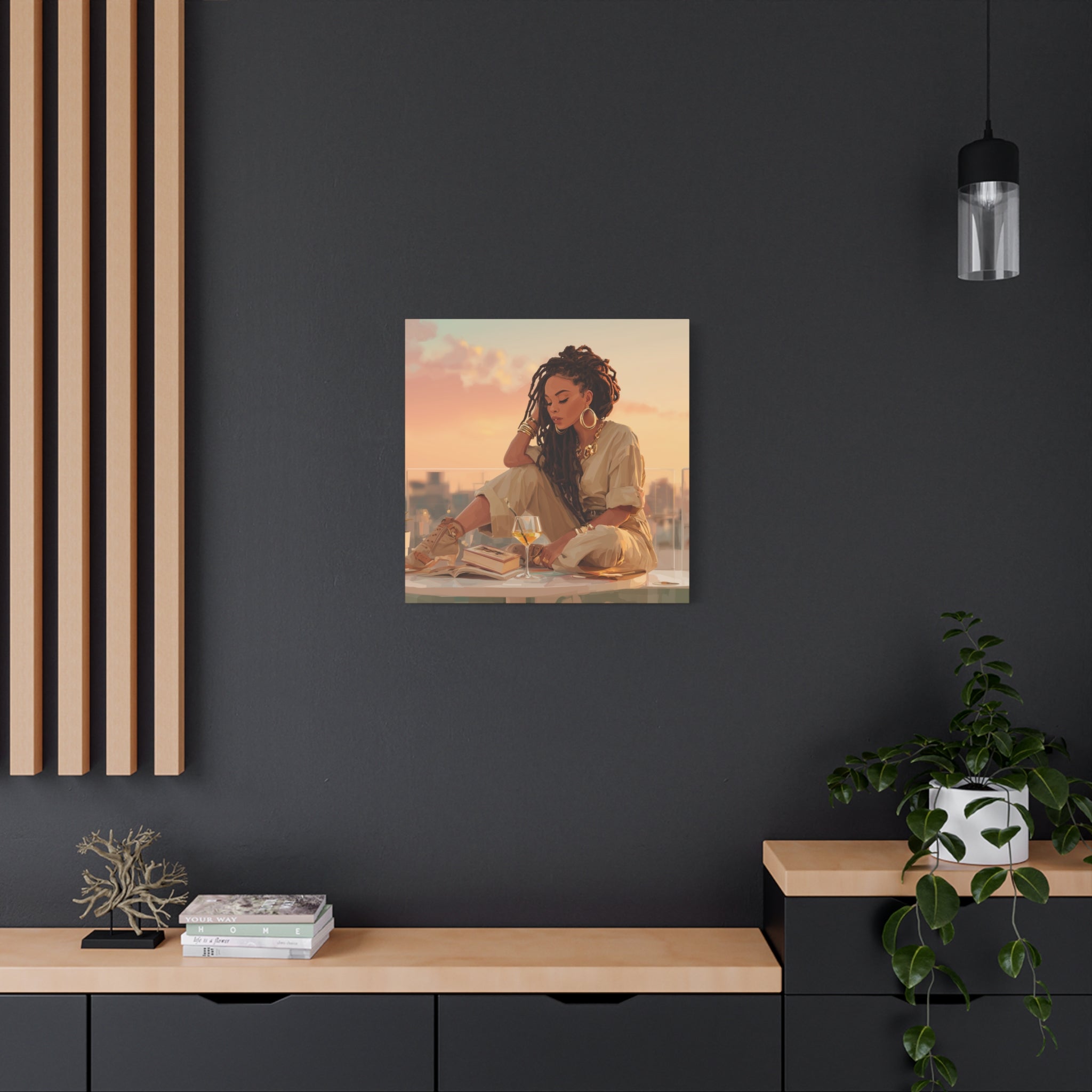 Relaxed Woman Reading Rooftop Canvas