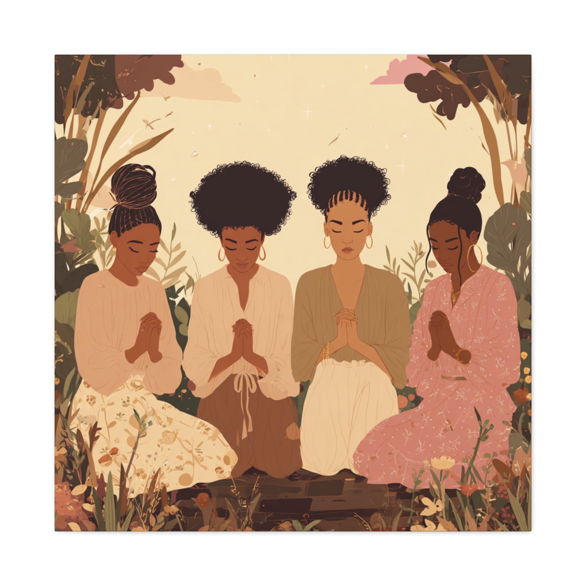 Four Women Praying Matte Canvas