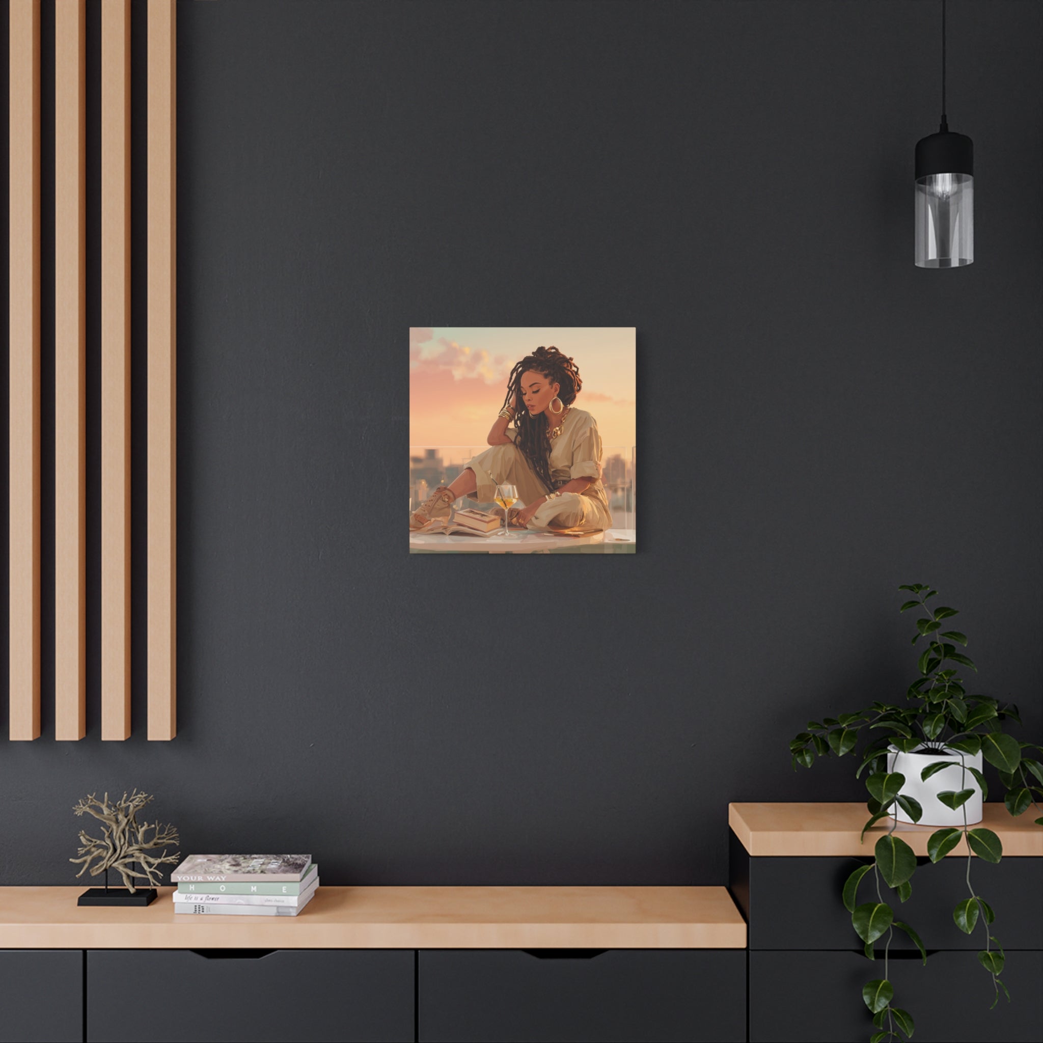 Relaxed Woman Reading Rooftop Canvas