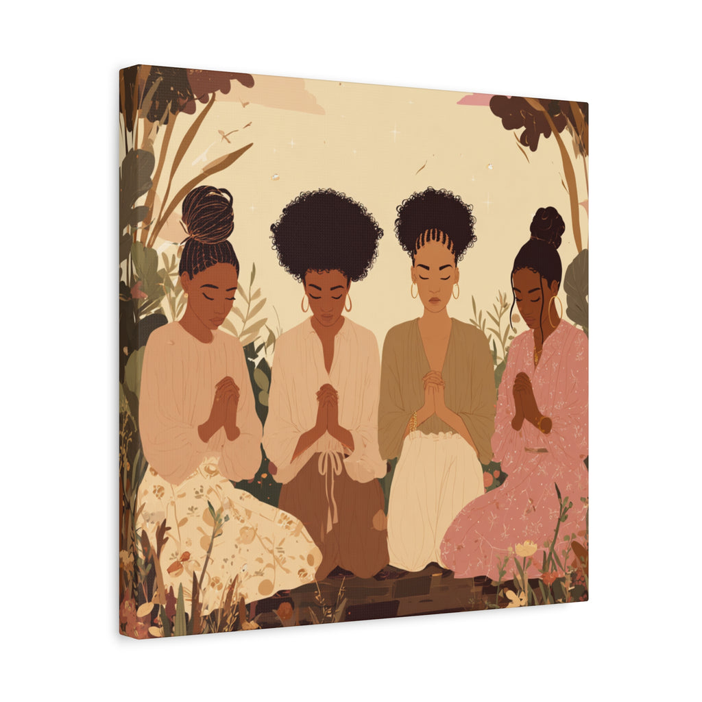 Four Women Praying Matte Canvas