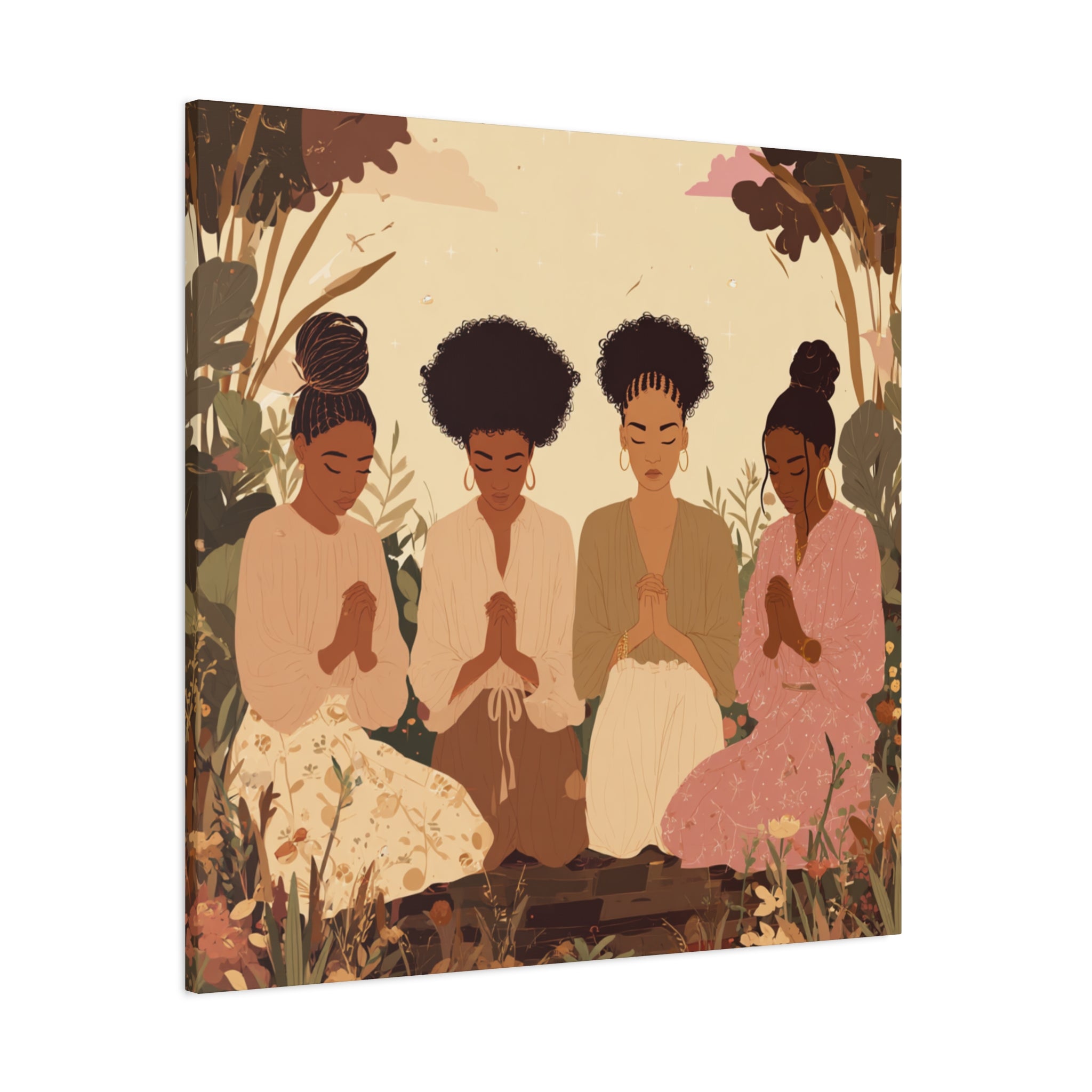 Four Women Praying Matte Canvas
