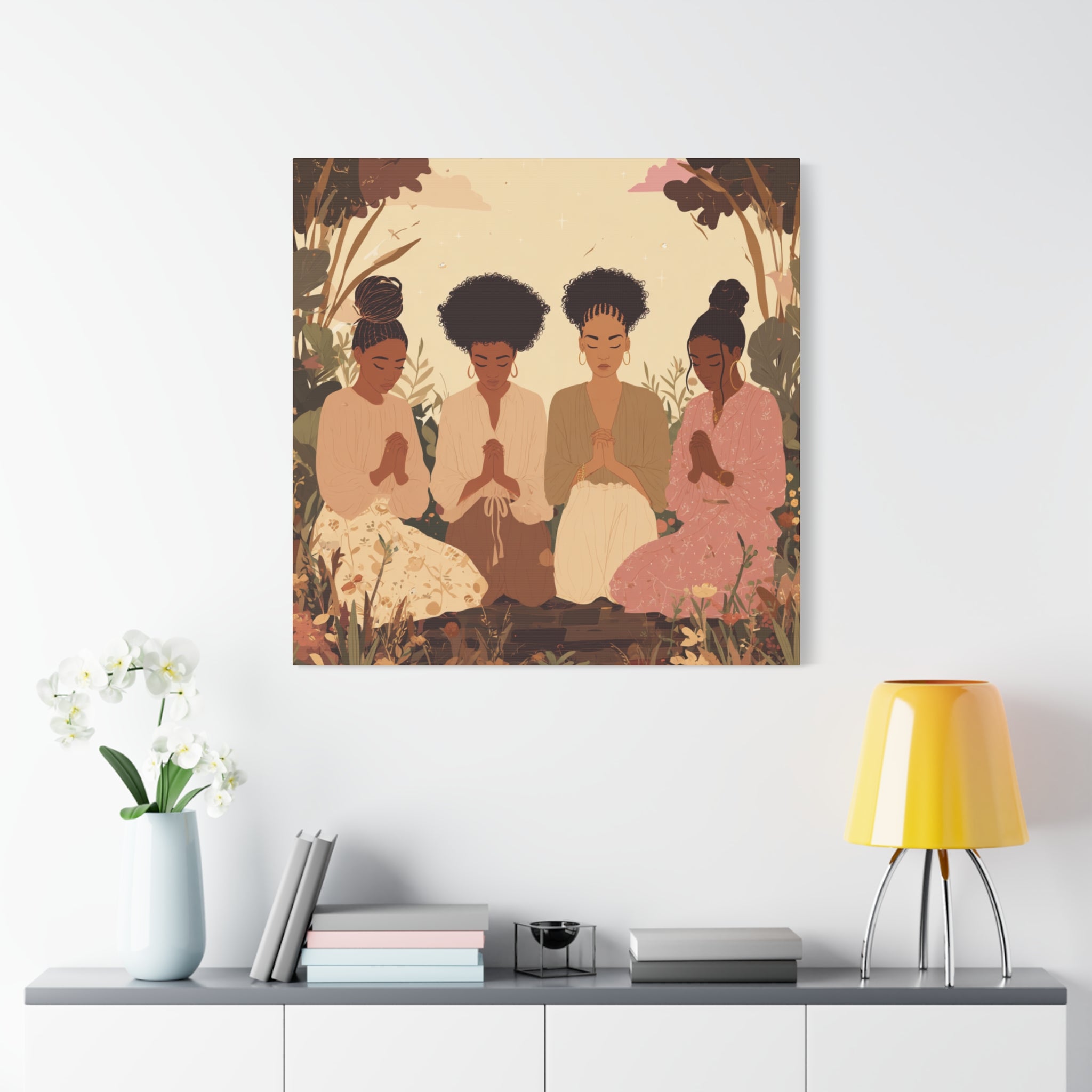 Four Women Praying Matte Canvas