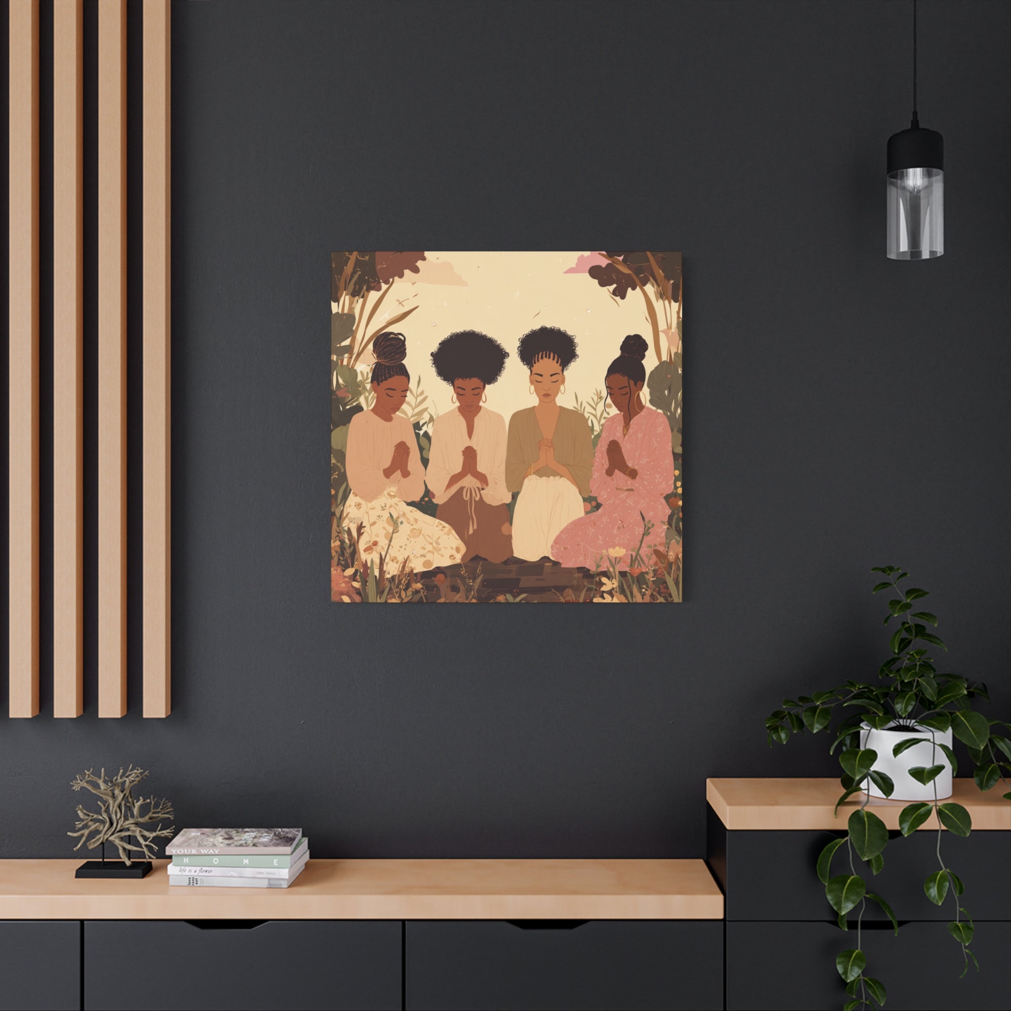 Four Women Praying Matte Canvas