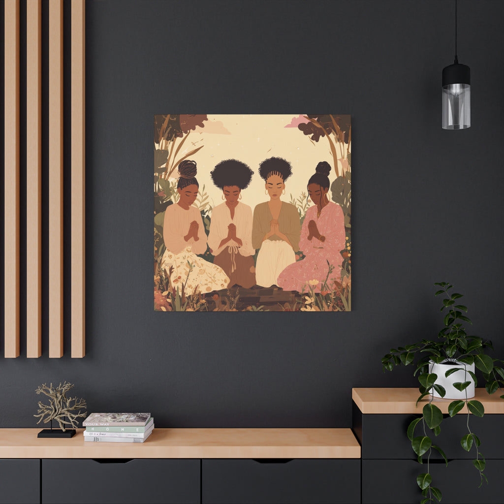Four Women Praying Matte Canvas