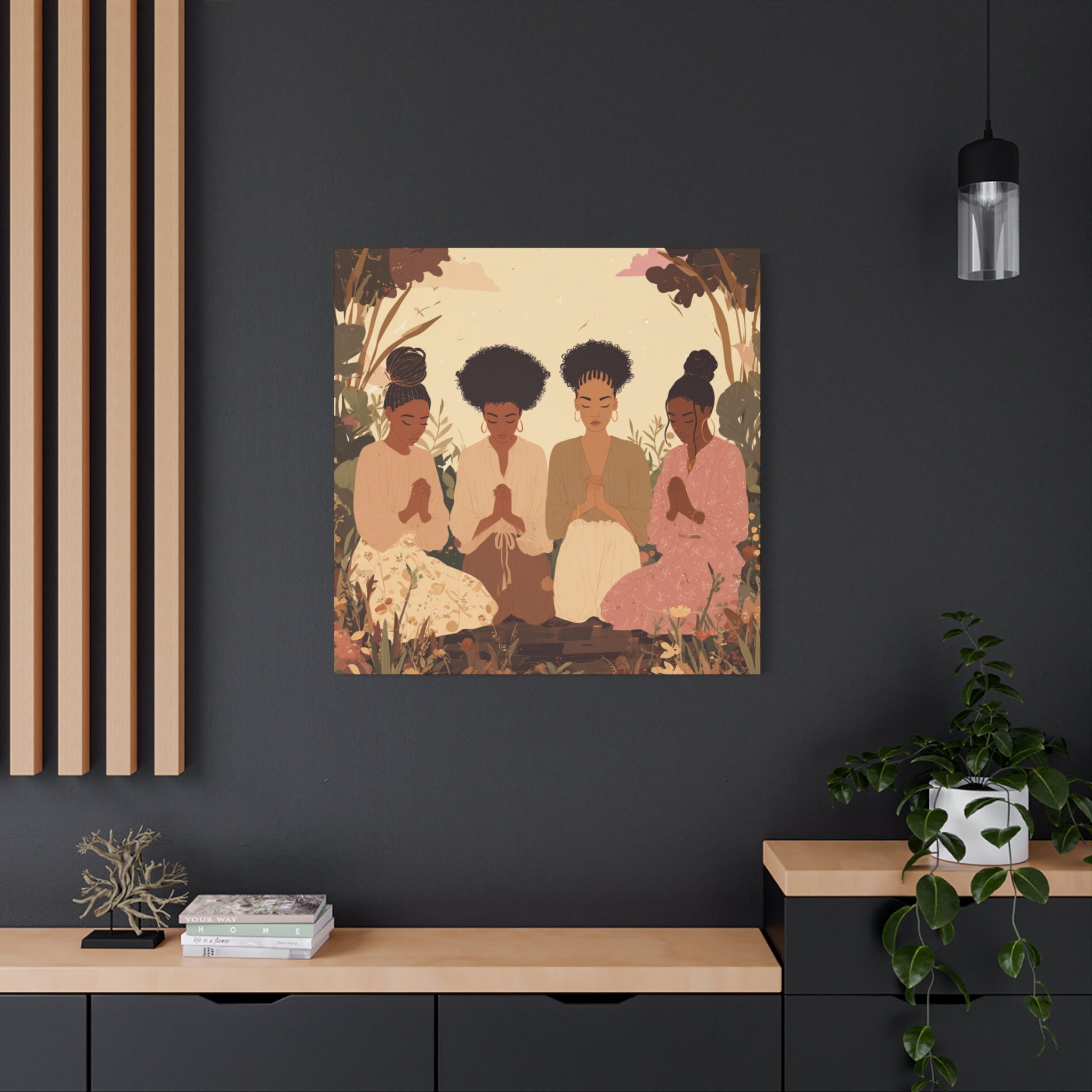 Four Women Praying Matte Canvas