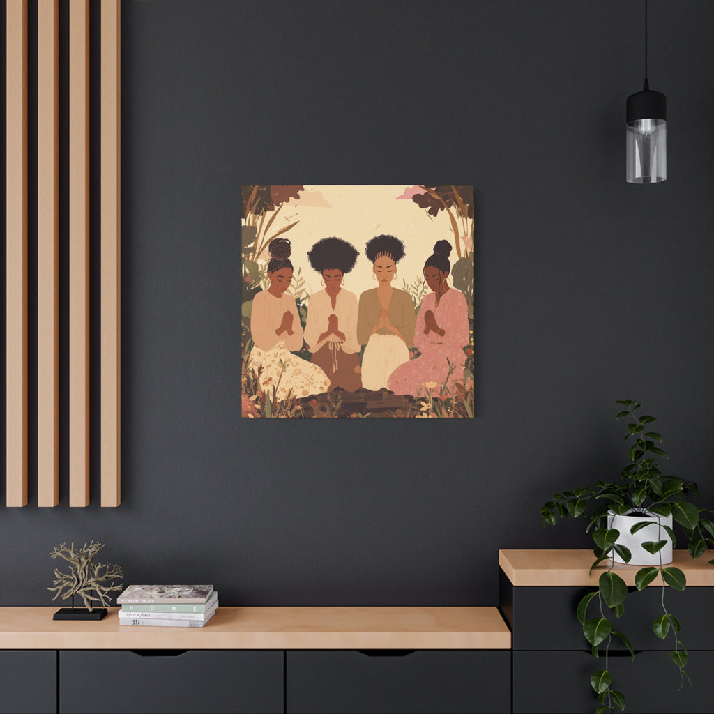 Four Women Praying Matte Canvas