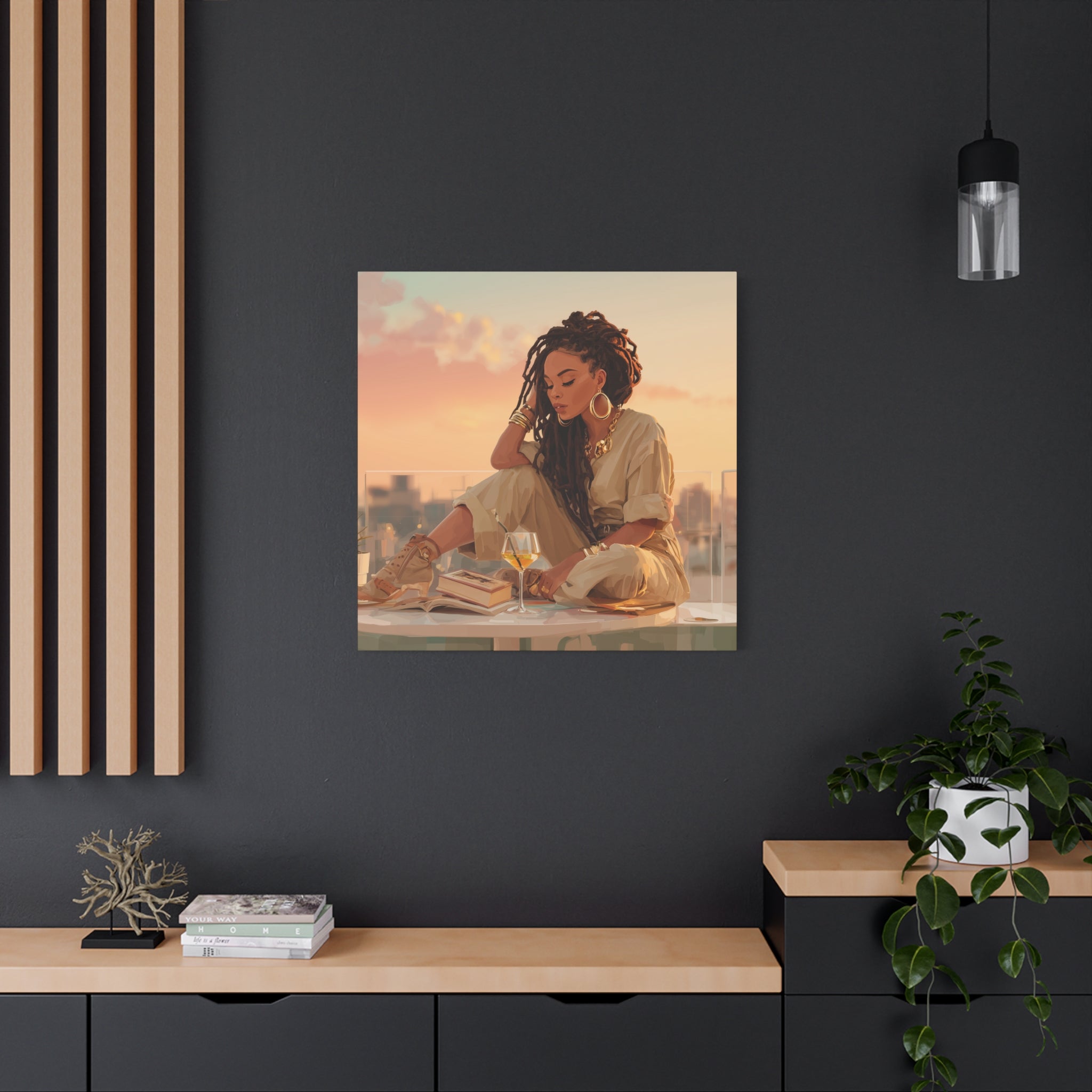 Relaxed Woman Reading Rooftop Canvas